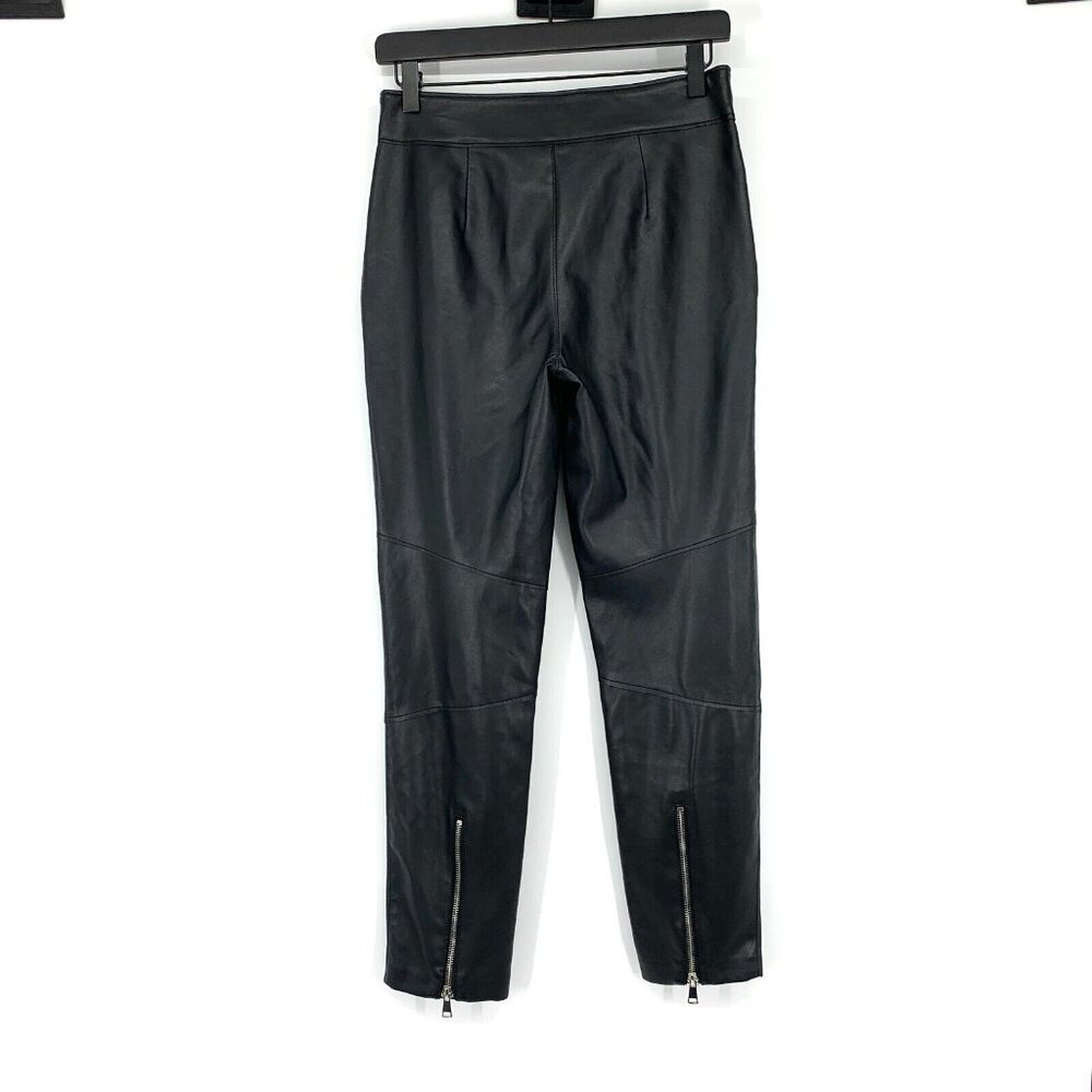 Zara Pants The Biker Black Faux Leather Ankle Zip Skinny High Rise - Picture 11 of 15